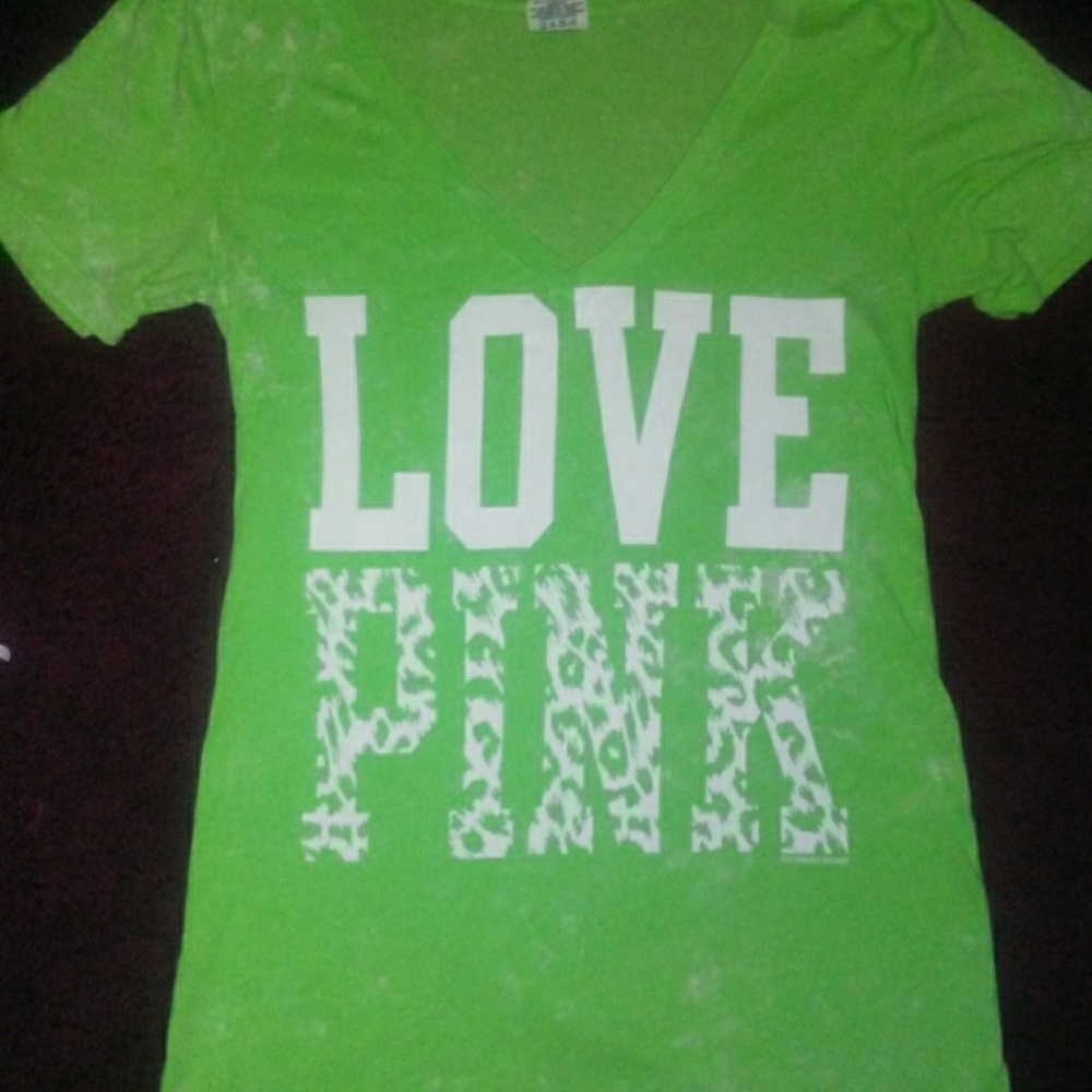 Lime green love pink tshirt